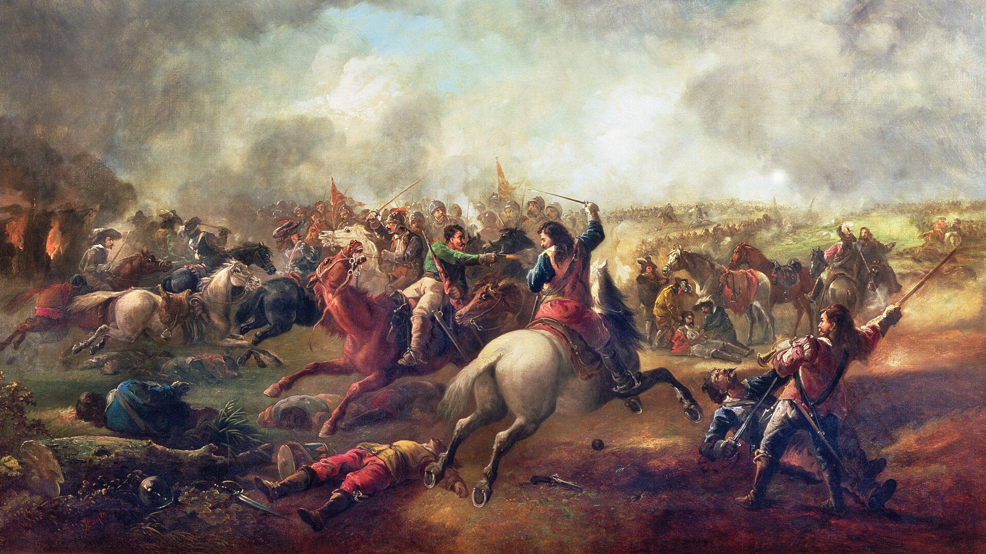 Painting of the Battle of Marston Moor during the First English Civil War in 1644