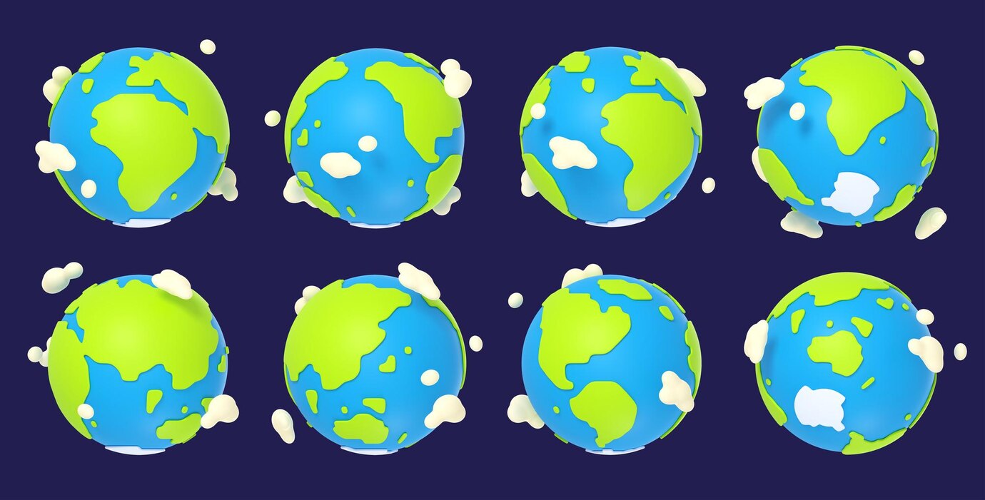 eight cartoon earths