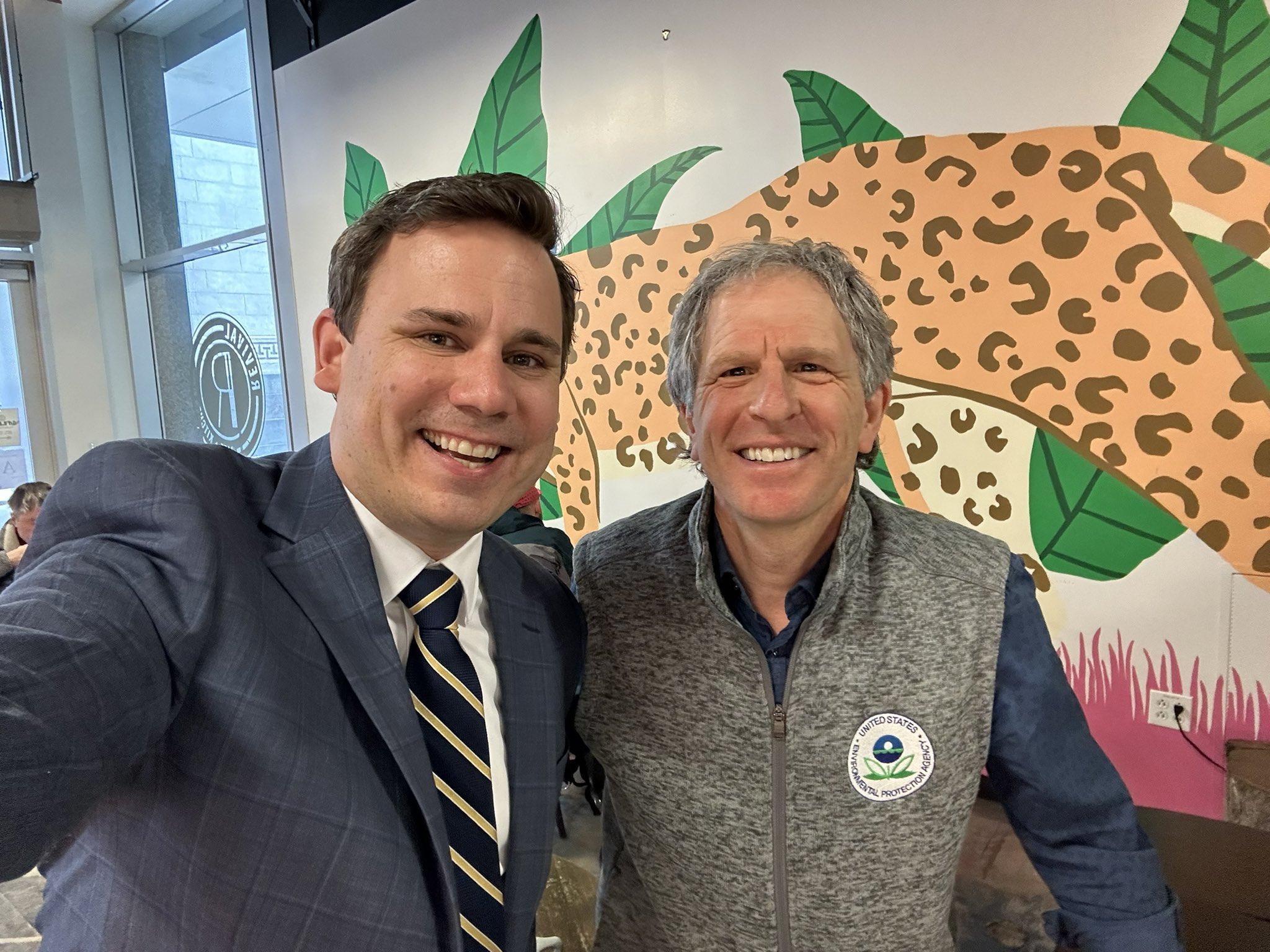 Meteorologist Chris Gloninger pictured alongside David Walsh