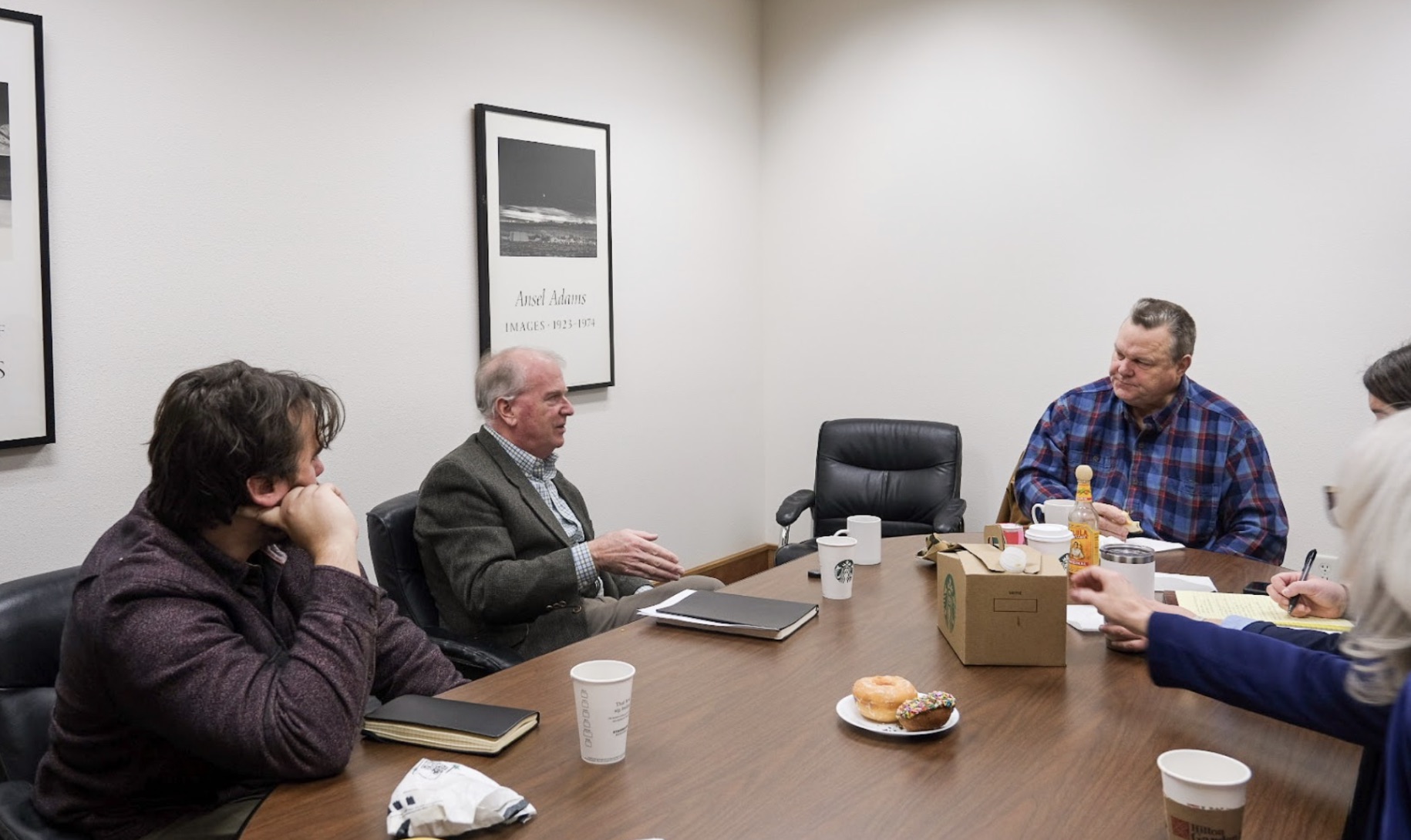 A photograph of Bozeman mayor Terry Cunningham alongside U.S. Senator Jon Tester.