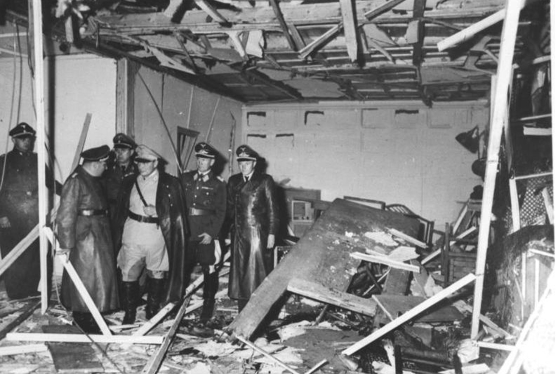 An image showing off the destruction of the conference room after Stauffenberg’s bomb detonated