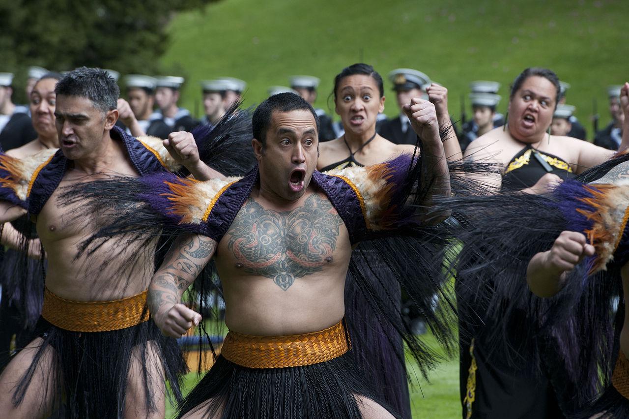 Maori warriors perform a Haka, meaning dance of welcome, for U.S. Secretary of Defense Leon E. Panetta during a Powhiri ceremony while visiting Auckland, New Zealand Sept. 21, 2012.