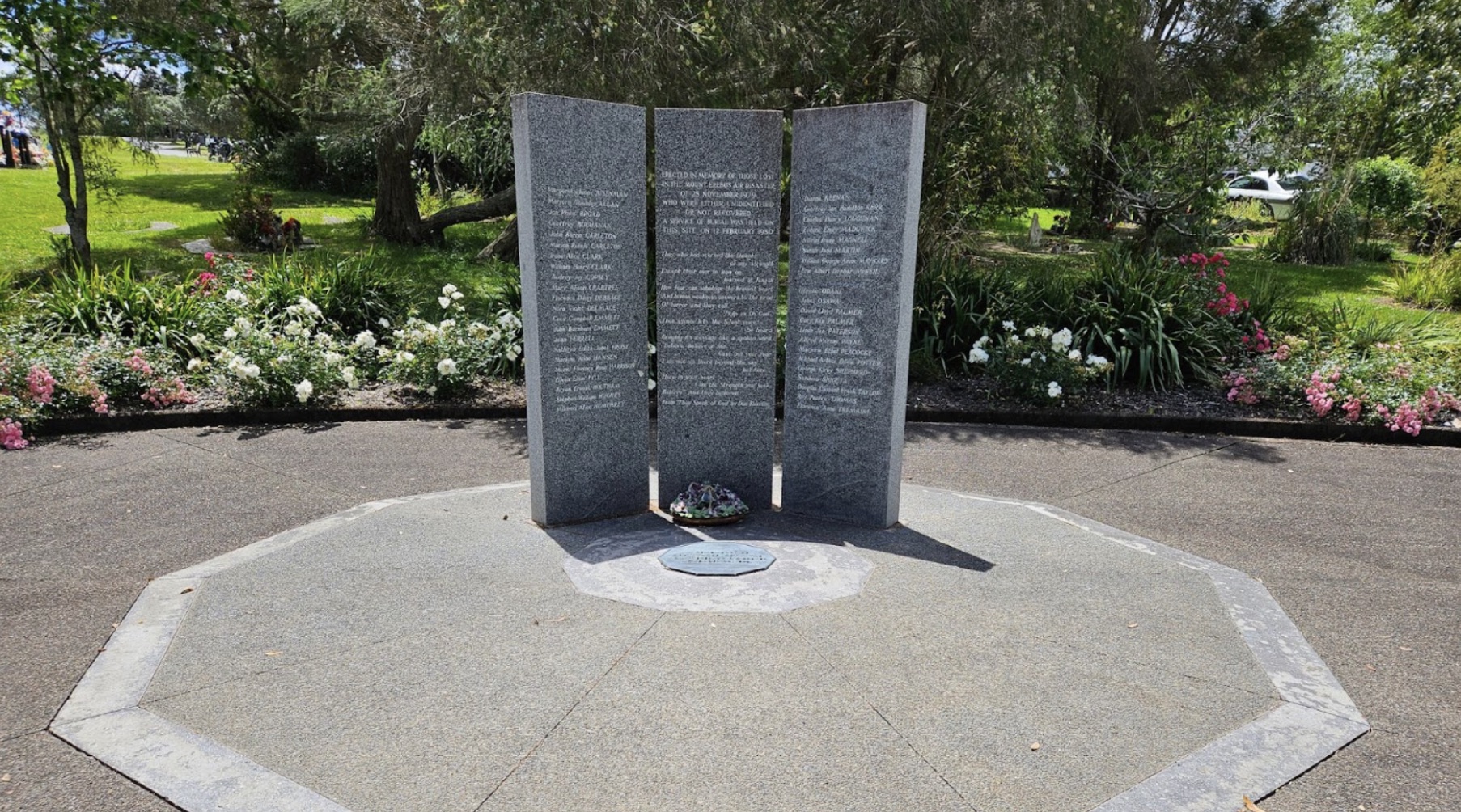 A memorial statue in New Zealand for those who died in the Mount Erebus disaster.