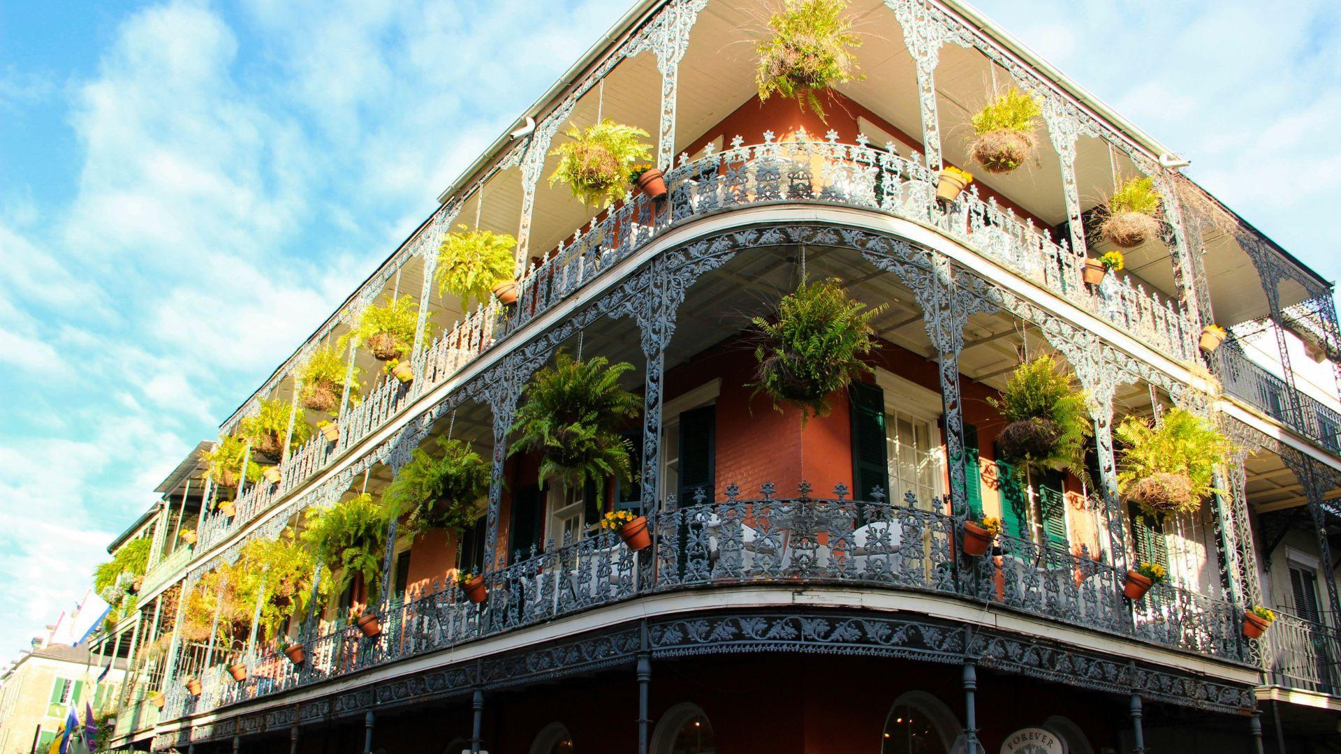 Terraces and Louisiana architecture seen in New Orleans.