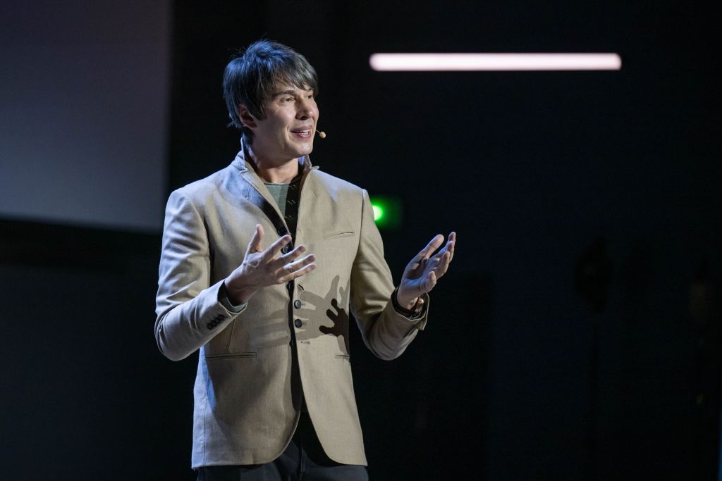 A photograph of Bryan Cox during a lecture