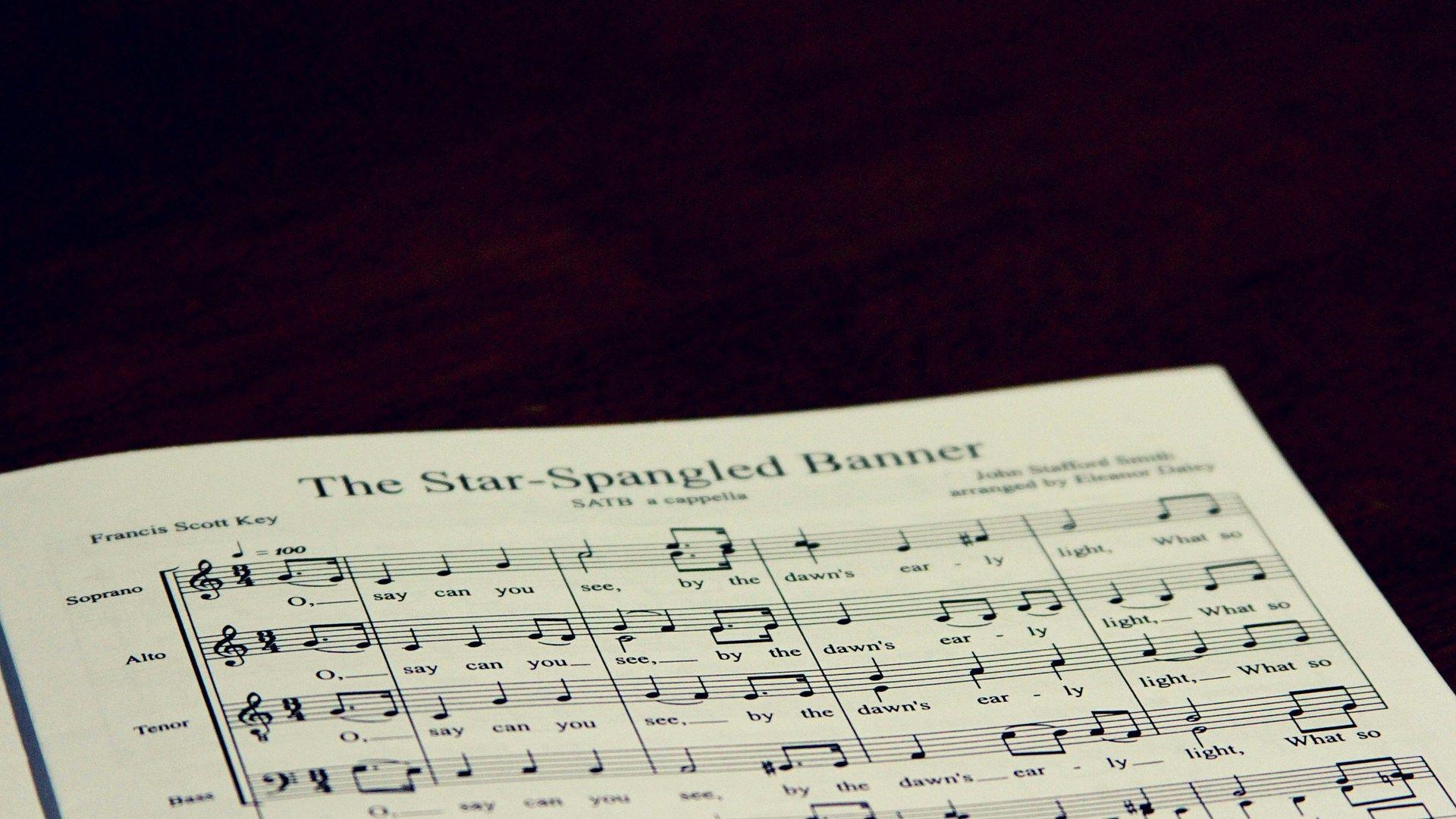 A music score sheet of The Star-Spangled Banner.