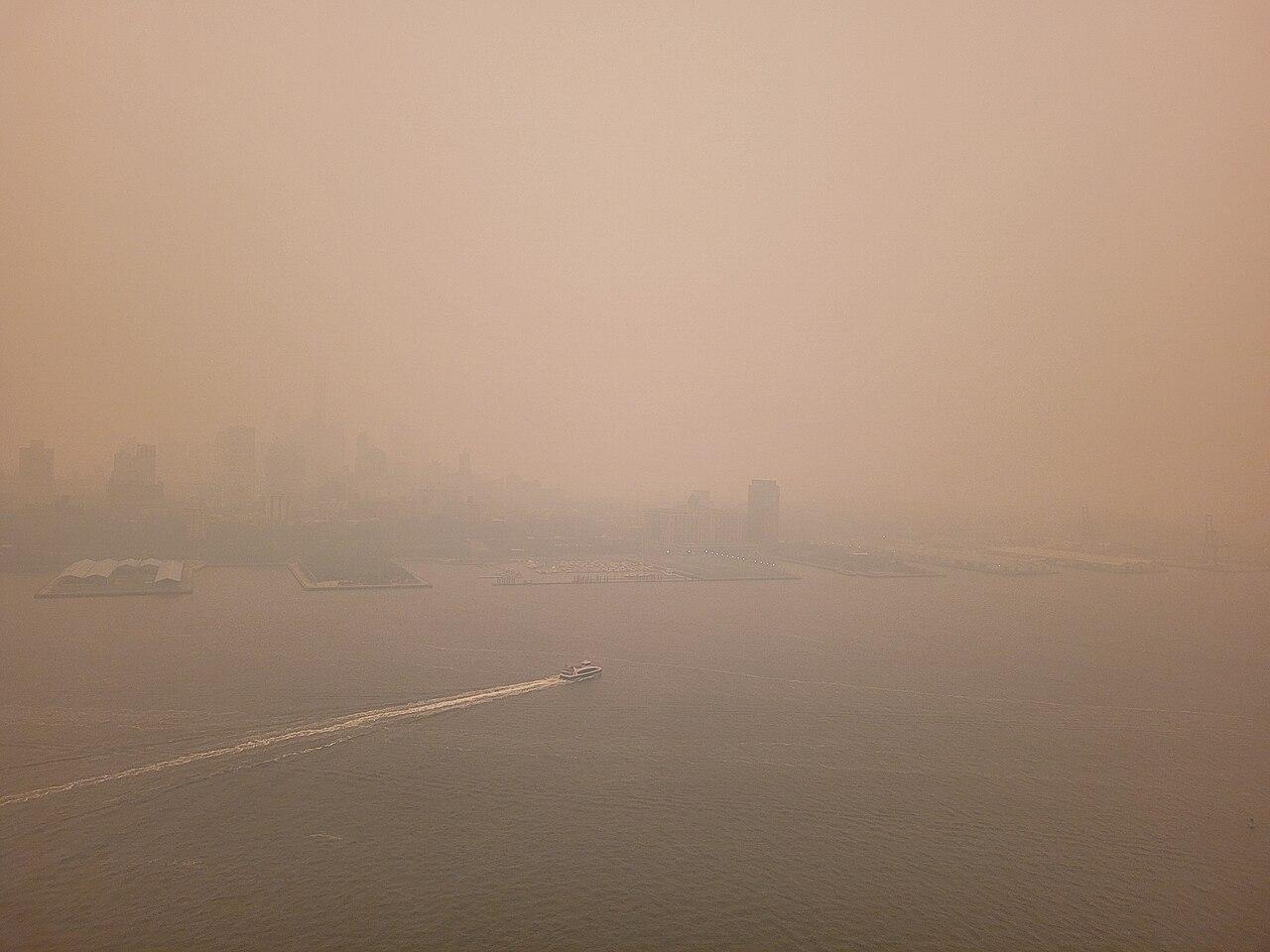 An image of New York City covered in smoke following extensive wildfires in Canada