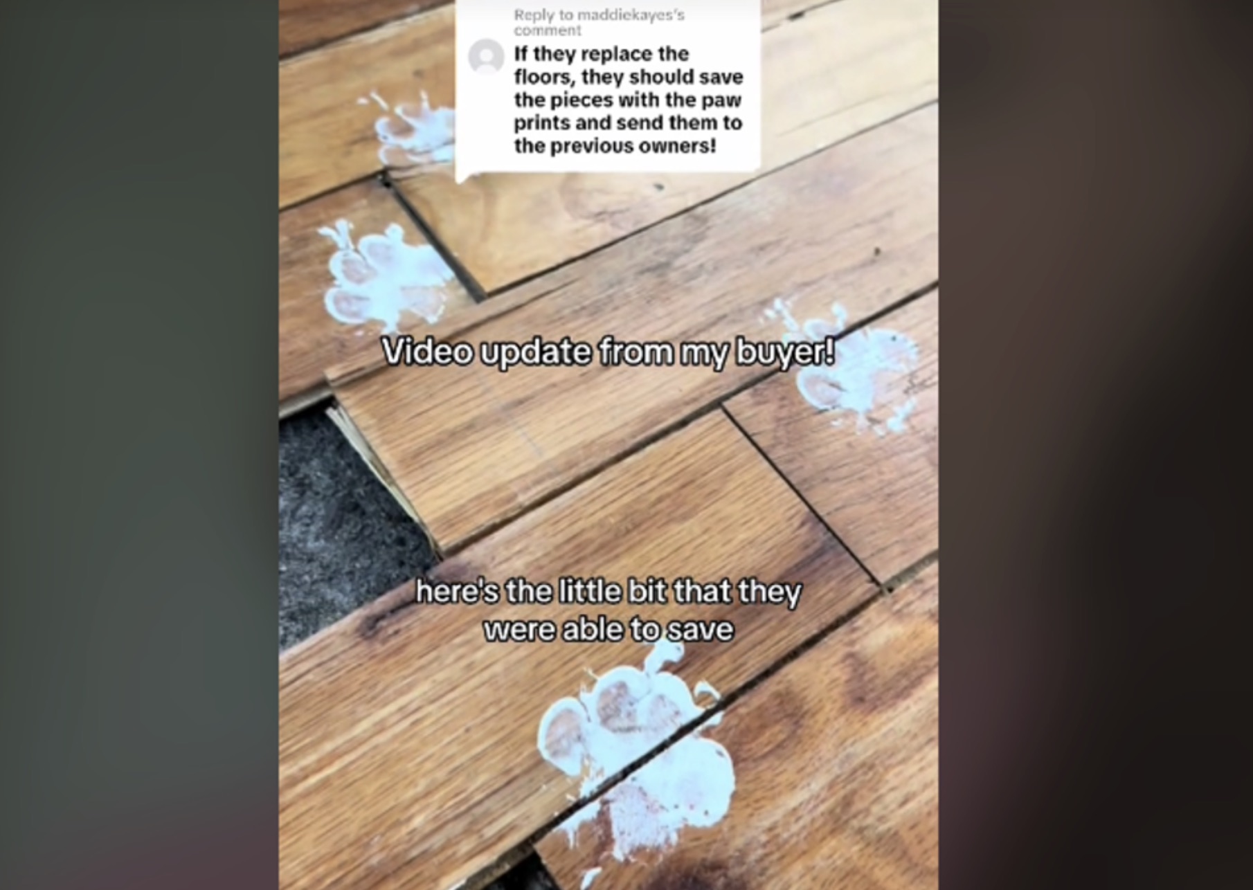 Caroline Holman shares an image of the floorboards after being removed