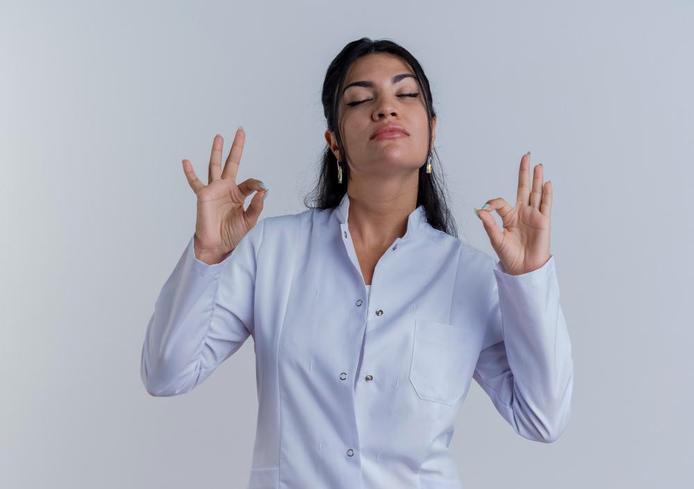 A relaxed woman is pictured with her eyes closed