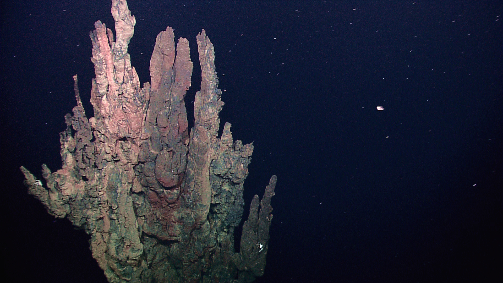 Hydrothermal vents underwater in the depths of the ocean