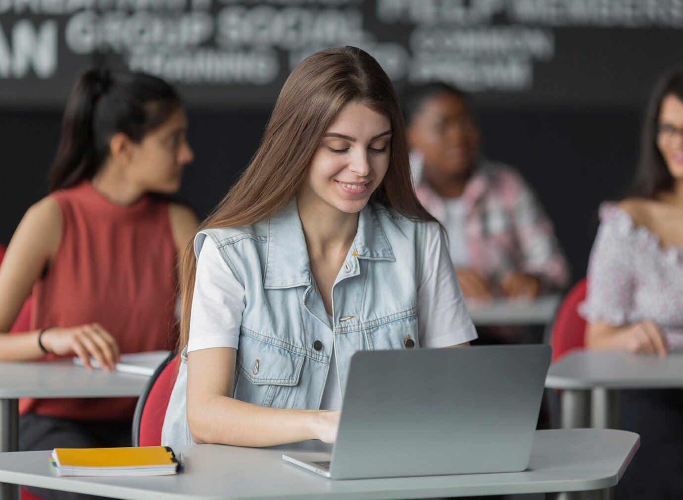 students studying in classroom