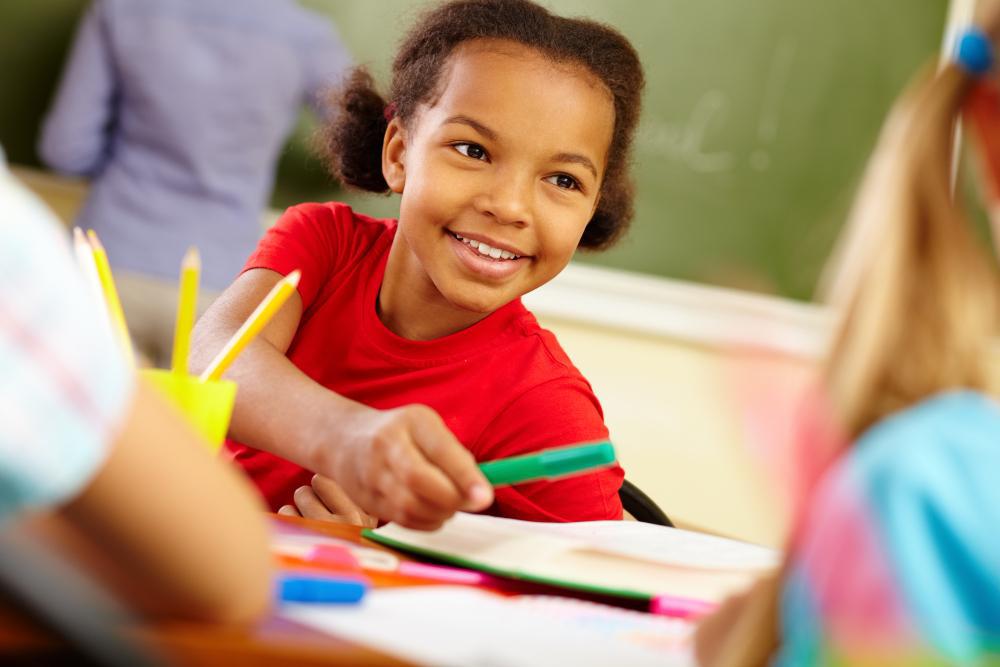 A young black child pictured in class