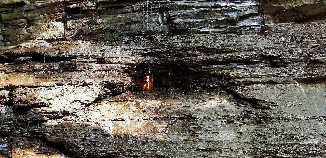 A photograph of the eternal flames fall