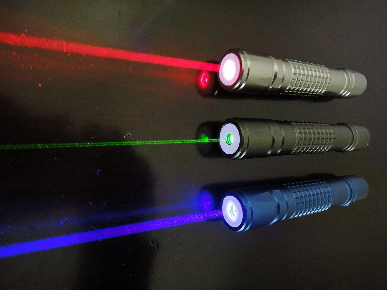 A photograph of three lasers