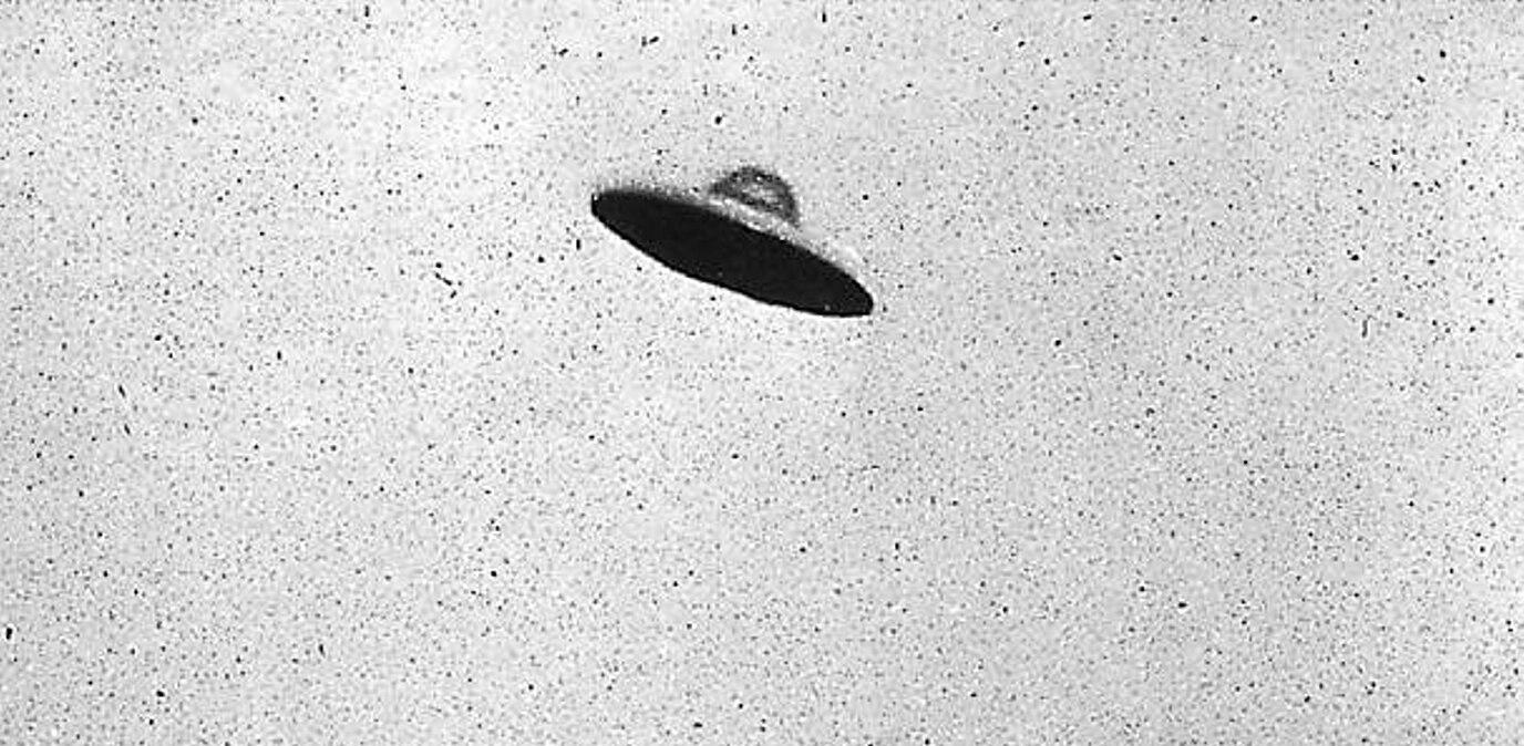 A photograph which appears to capture a UFO