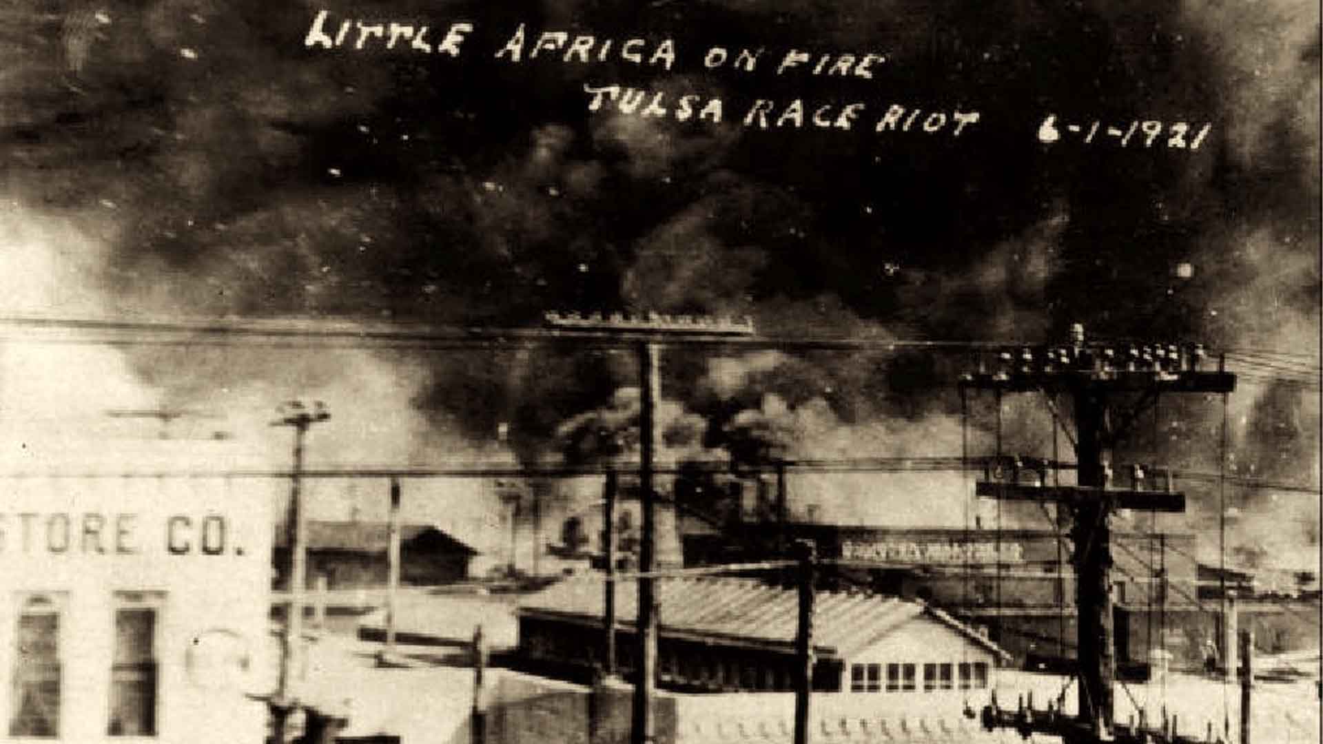 photo of Black Wall Street in flames, June 1, 1921