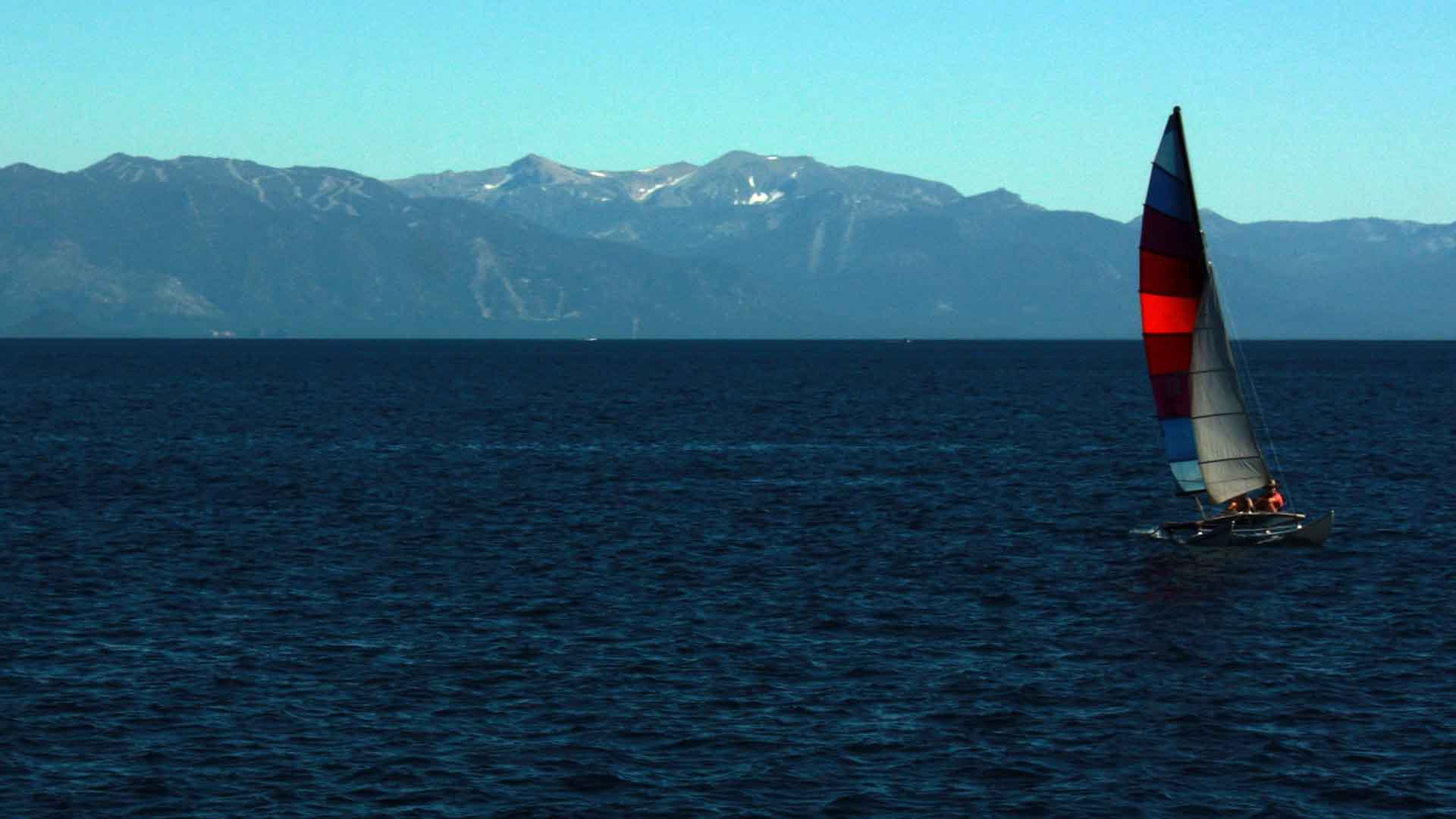 A view of a boat on Lake Tahoe from Crystal bay
