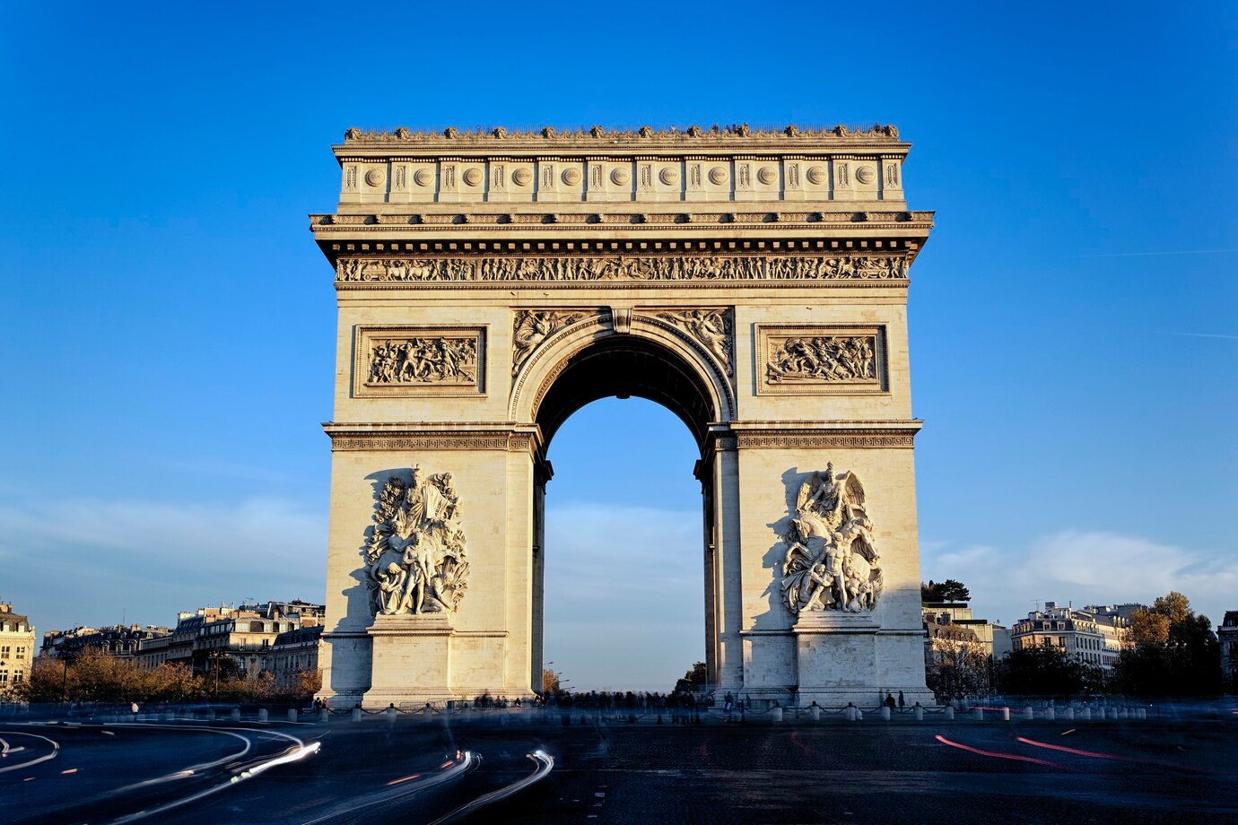Arc de Triomphe against blue sky