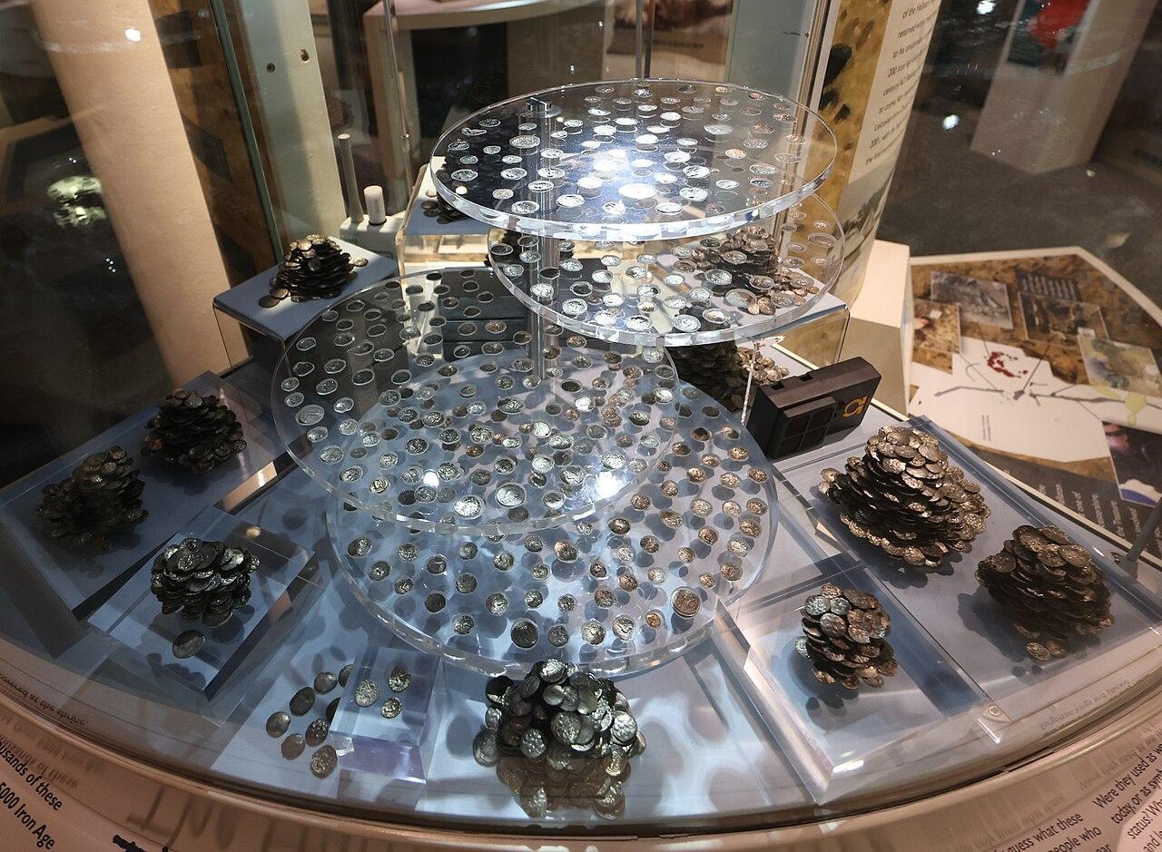 A photograph of the vast Hallaton Treasure
