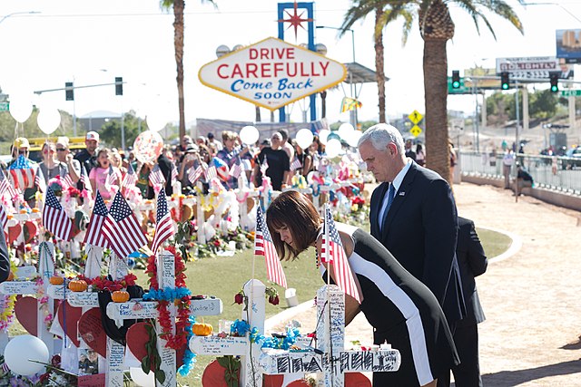 Mike and Karen Pence paying their respects to the victims of the Las Vegas mass shooting