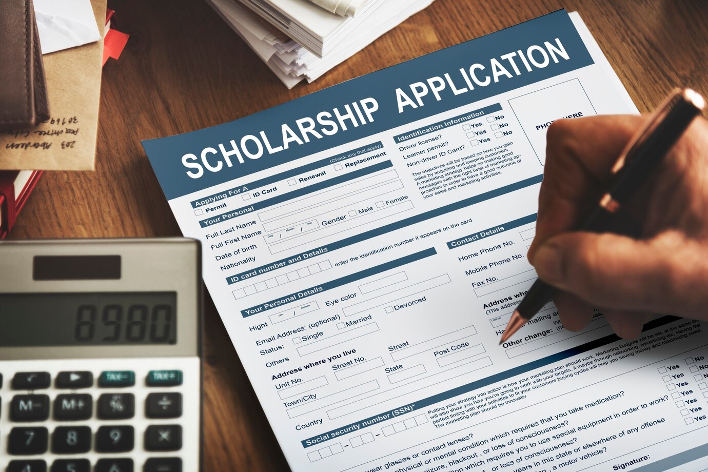 scholarship application form concept
