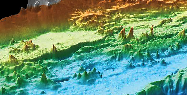A chart showing the depths of the hydrothermal vents