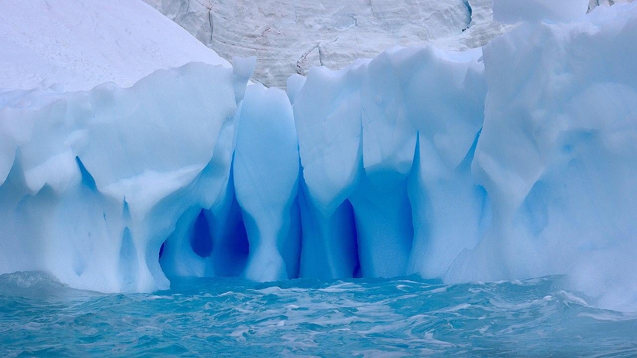 A photograph of melting ice caps