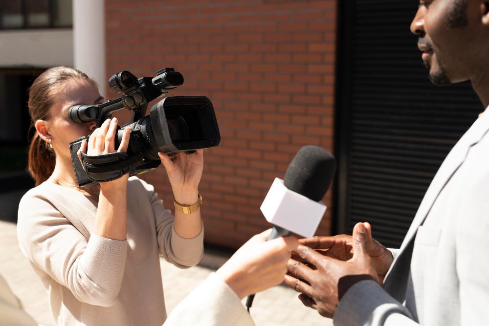 A man is interviewed on the street