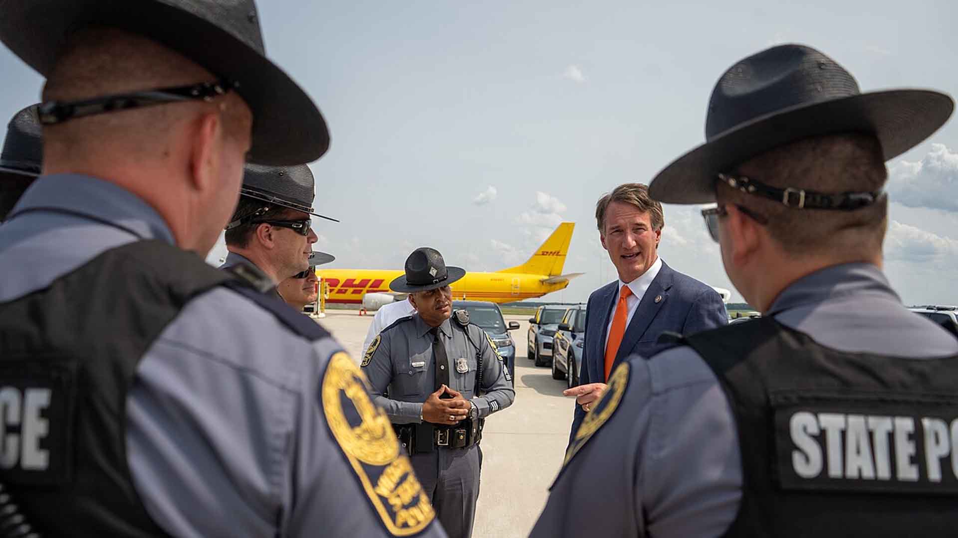 Youngkin with State Police in August 2023