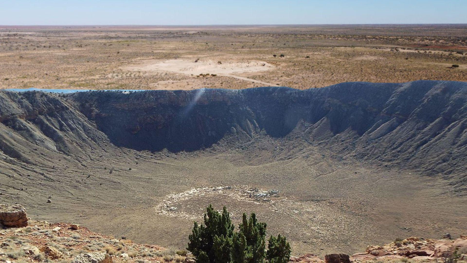 A photograph of the Barringer Crater in Arizona