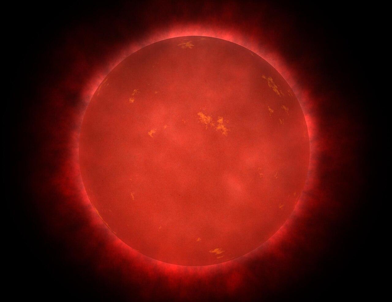 A photograph of a red dwarf star