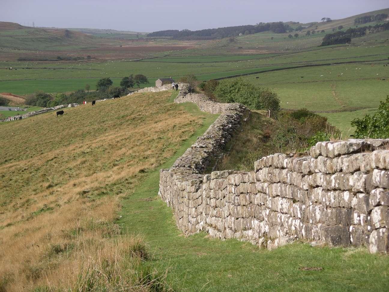 A photograph of a portion of Hadrian Wall in Britain