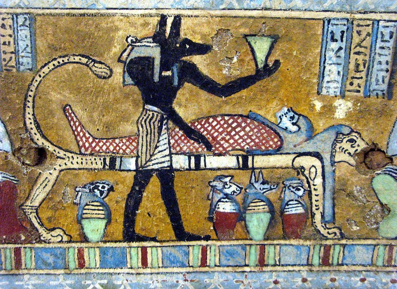 A photograph that depicts the Egyptian mummification process