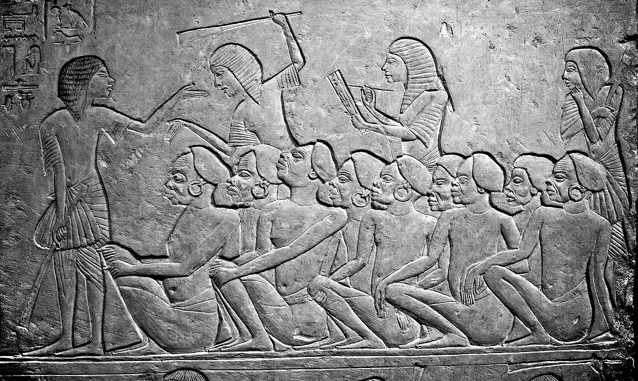 A depiction of a slave market from Ancient Egypt