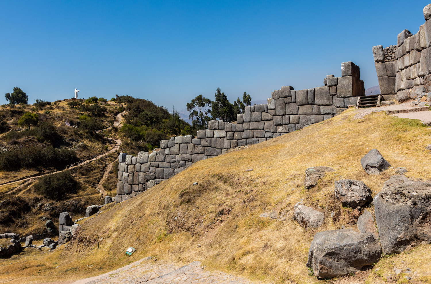 The ruins of Sacsayhuamán on a hillside