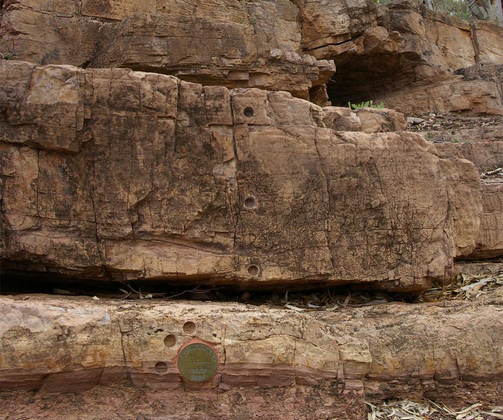 A photograph of a rock face at Flinders Ranges in South Australia