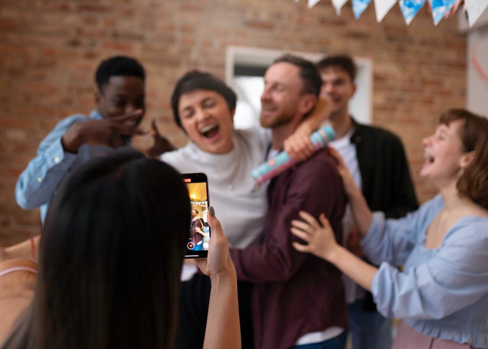 A picture of a group gathered together at a party