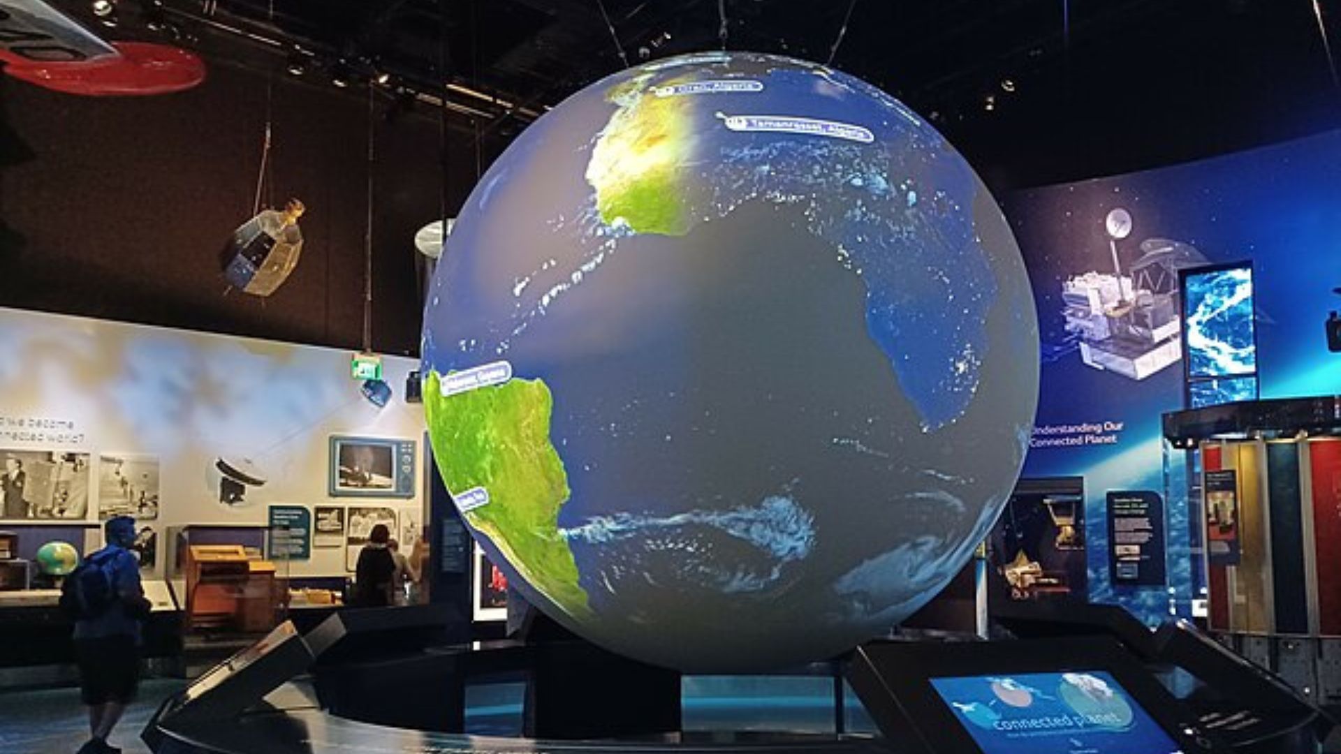 A large model of the Earth inside a museum