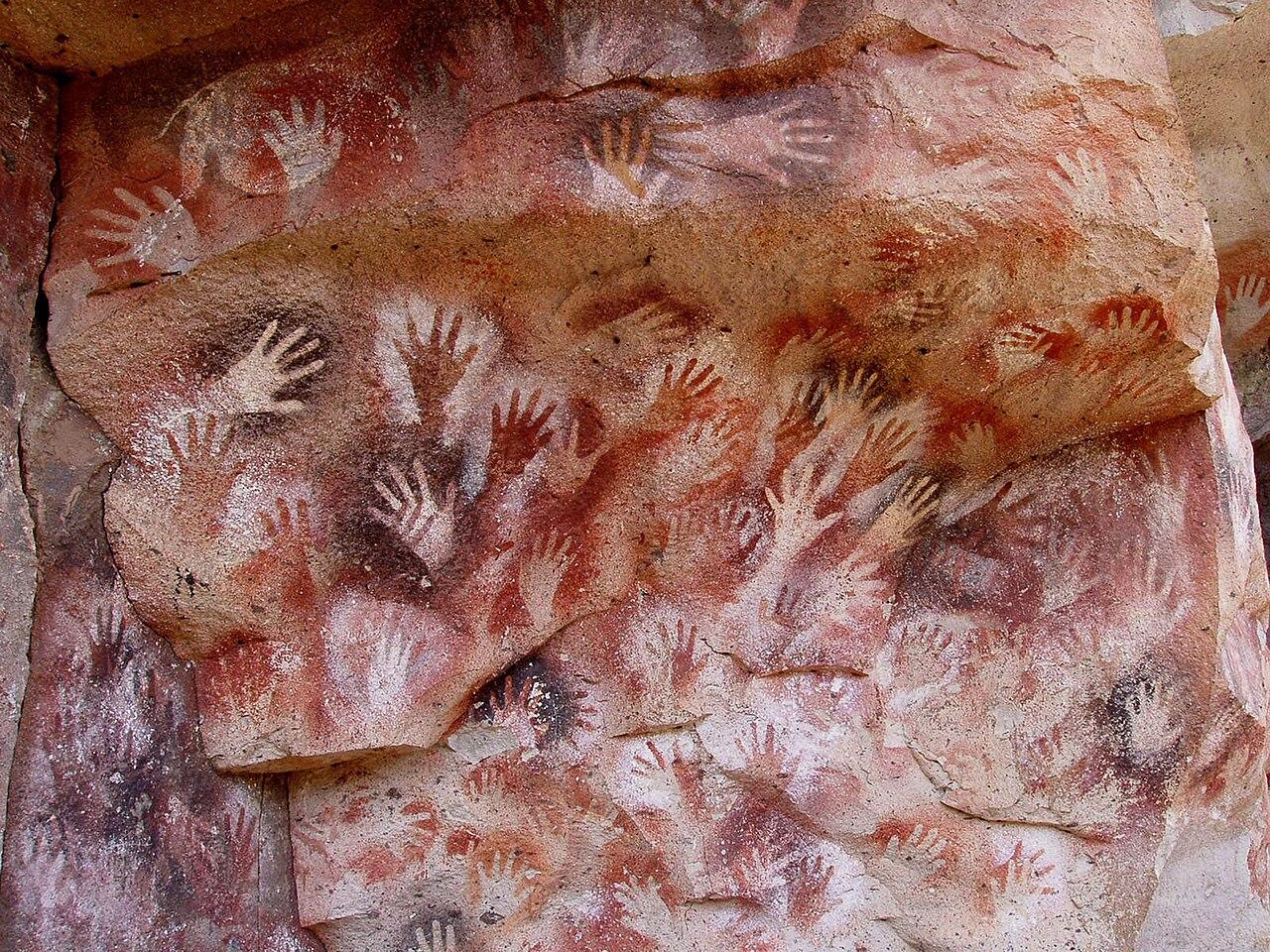 A photograph taken of rock art in Santa Cruz Province, Argentina