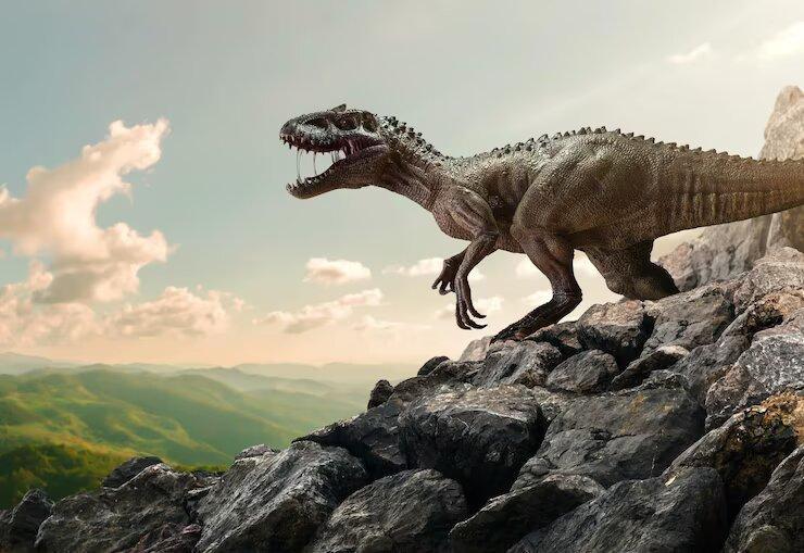 An artist's depiction of how a tyrannosaurus rex may have looked millions of years ago