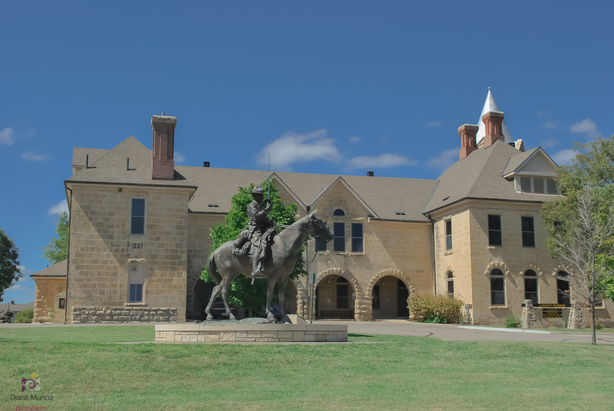 A statue of a military leader on a horse at Fort Riley, KS