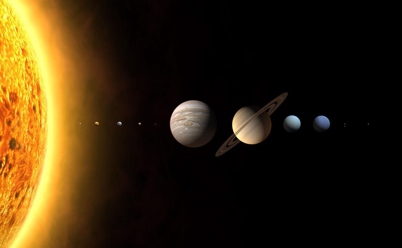 A depiction of the solar system with all the planets