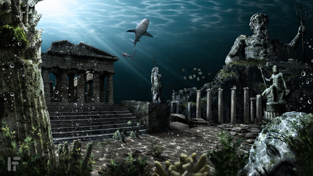 A CGI rendering of the lost city of Atlantis