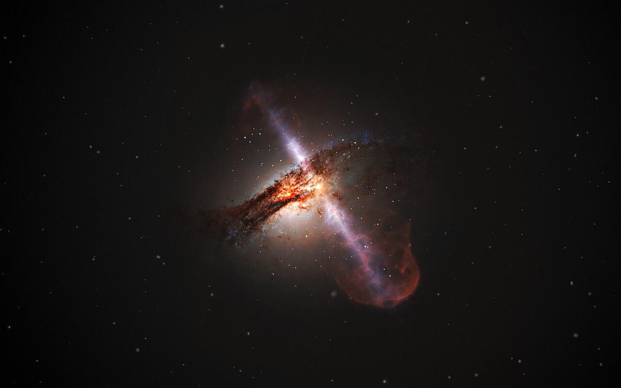 An illustration of a supermassive black hole with jets