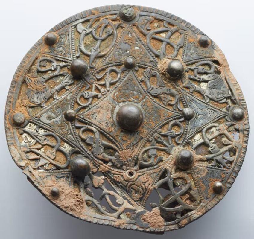 A disc-shaped brooch discovered in Somerset, England