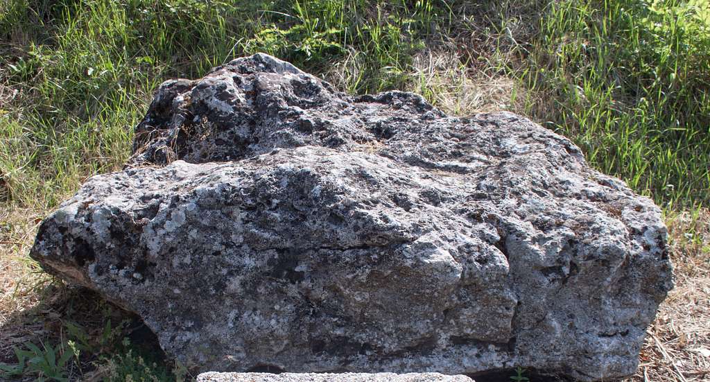 A large rock of dolomite in the woods