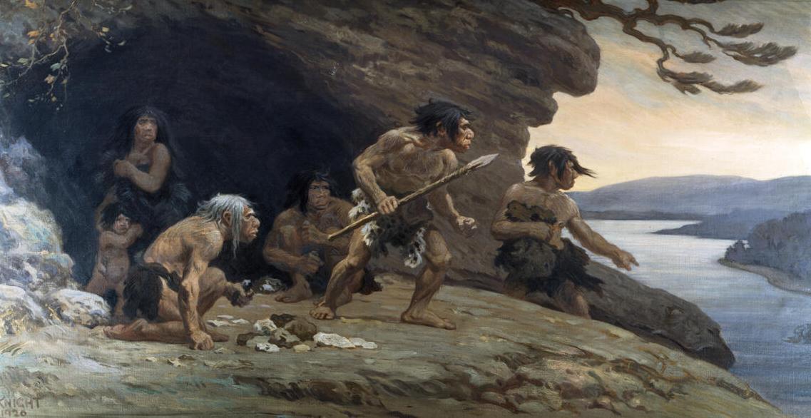 An artist's depiction of ancient humans