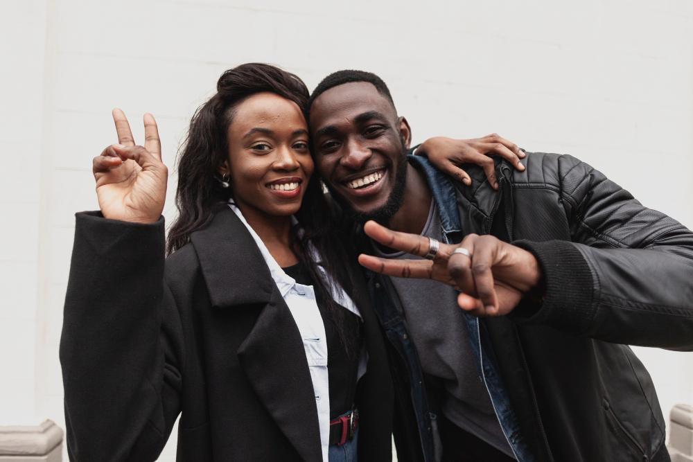 A photograph of a black man and woman