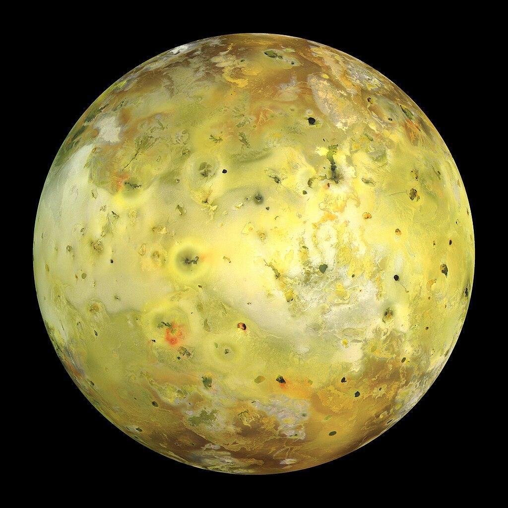 A modern photograph depicting Jupiter's moon, Io