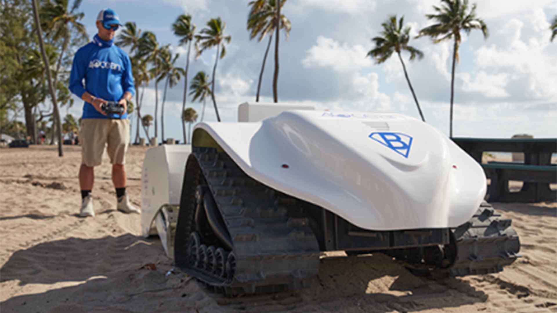 BeBot on beach being remote controlled